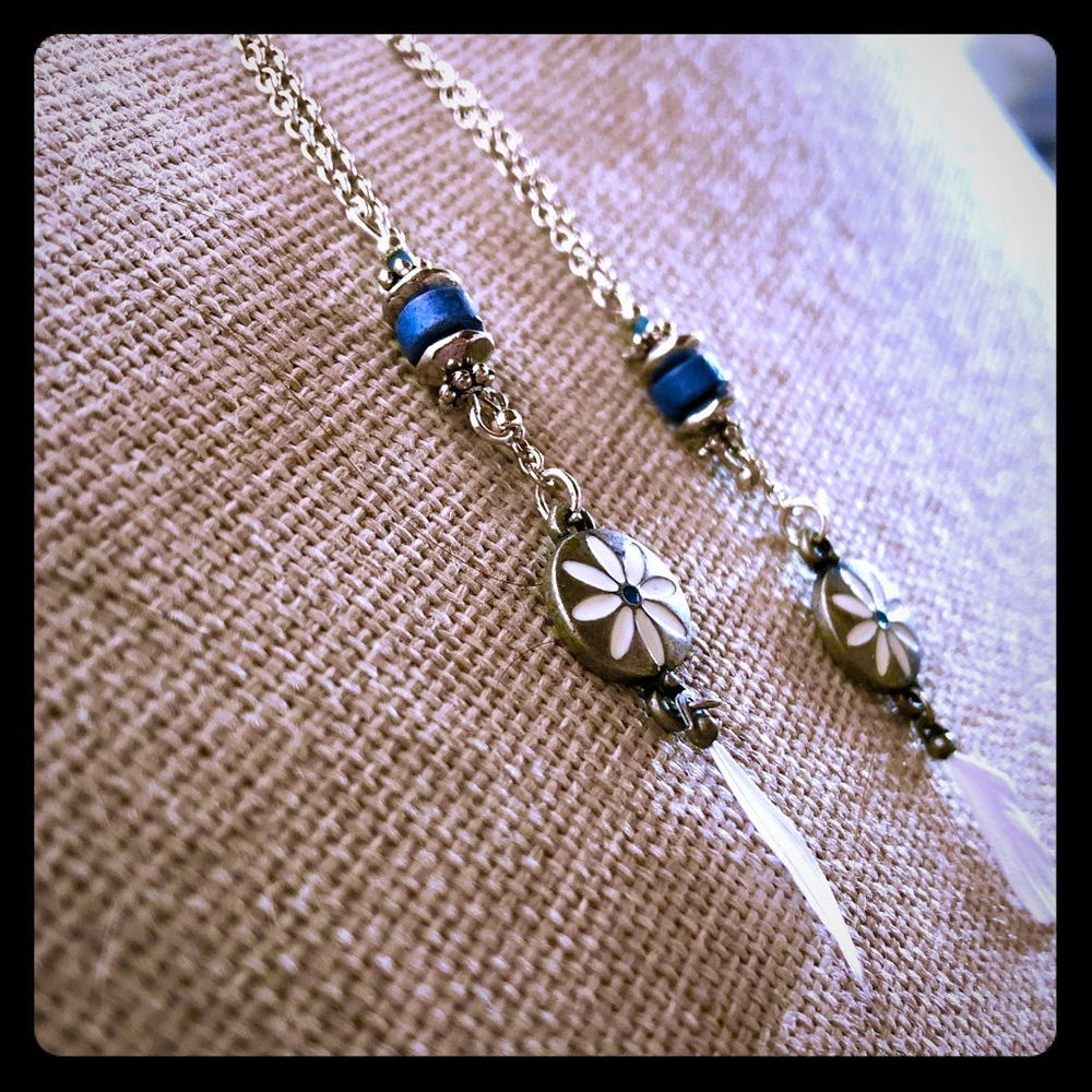 Silver Flower Medallion Shoulder Dusting Earrings